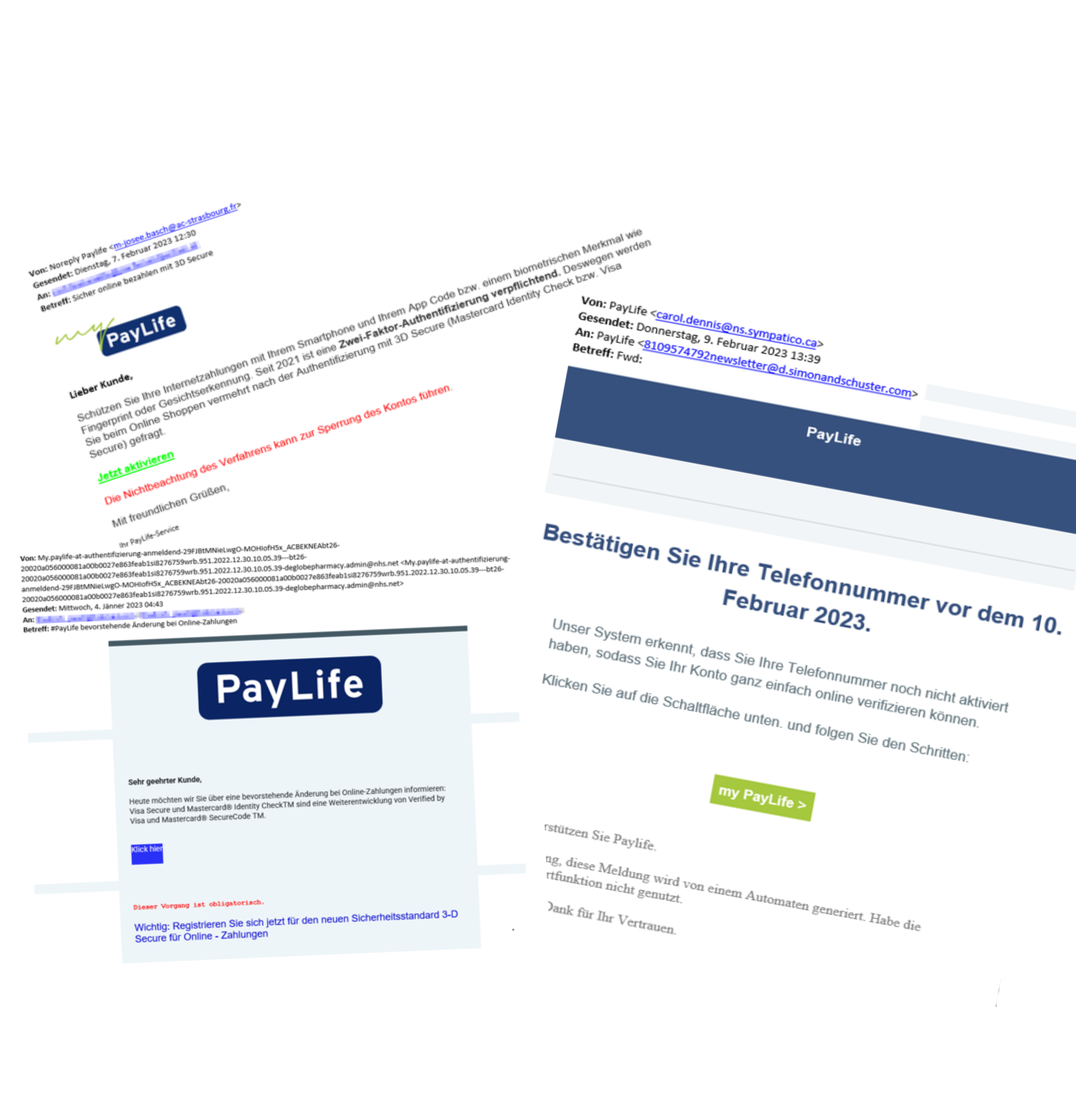 Beispielbilder von Phishing Emails